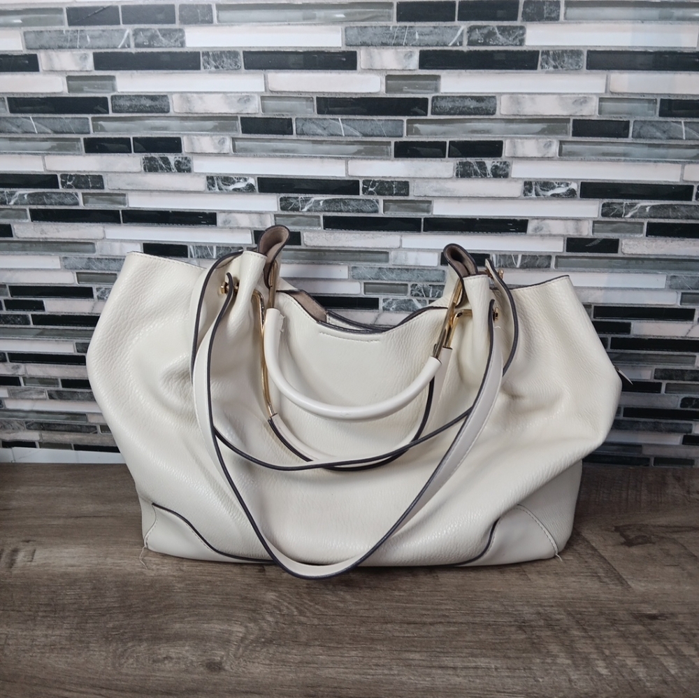Sondra Roberts Squared Cream Vegan Tote Bag